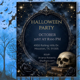 Gotische Schedelmaan Halloween Soiree Kaart
