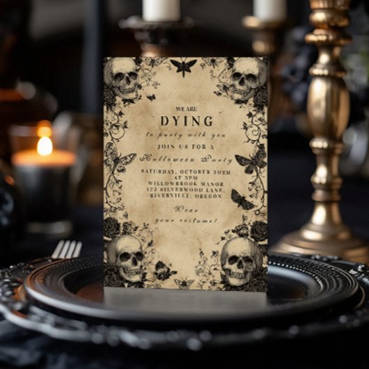  gotische schedelmot Halloween-feest Kaart