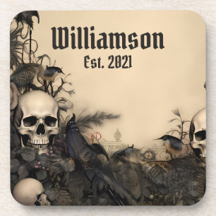 Gotische  schedels bier onderzetter