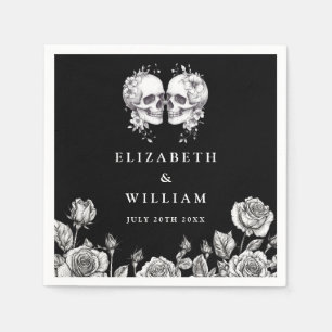 Gotische schedels Bloemen Elegante Gothic bruiloft Servet