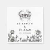 Gotische schedels Bloemen Elegante Gothic bruiloft Servet (Voorkant)