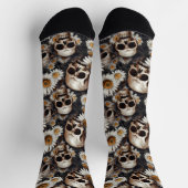Gotische schedels Daisy Flowers Patroon Sokken (Top)