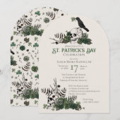 Gotische schedels en klavers St Patrick's Celebrat Kaart (Voorkant / Achterkant)