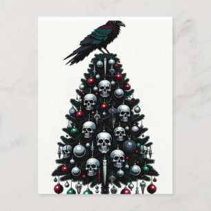 Gotische schedels en Raven Kerstboom Briefkaart
