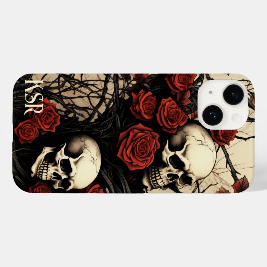 Gotische schedels en rode rozen Monogram Case-Mate iPhone Case (Achterkant (horizontaal))