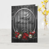 Gotische schedels en Rozen Moederdag Kaart (Gele Bloem)