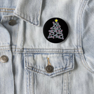 Gotische schedels Kerstboom Button