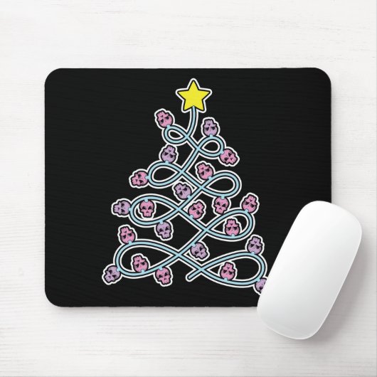 Gotische schedels Kerstboom Mousepad Muismat (Met muis)