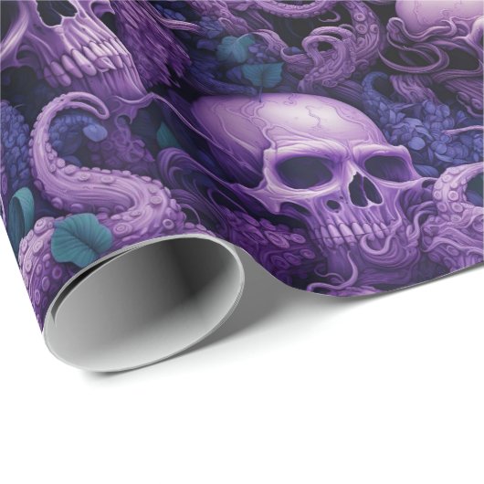 Gotische schedels Octopus Steampunk Oceaan Cadeaupapier (Rol Hoek)