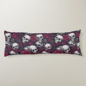 Gotische schedels & rode rozen patroon lichaamskussen (Achterkant)