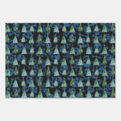 Gotische schedels Rood Paarse Blauwe Kerstbomen Inpakpapier Vel (Voorkant 3)