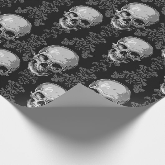 Gotische schedels Victoriaans barok inpakpapier (Hoek)