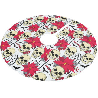Gotische schedels Vleermuizen en bloemen Gothic Kerstboom Rok