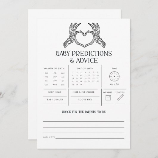 Gotische Skelet Baby Voorspellingen Adviesspel Notitiekaartje (Voorkant / Achterkant)