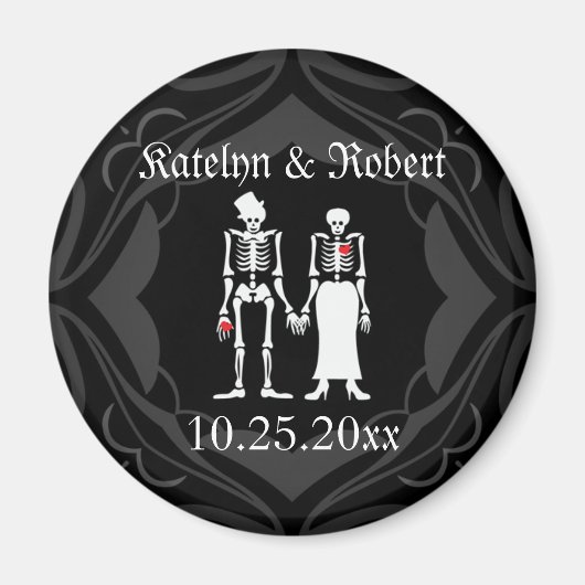 Gotische Skelet Bruid & bruidegom Save the Date Ma Magneet (Voorkant)