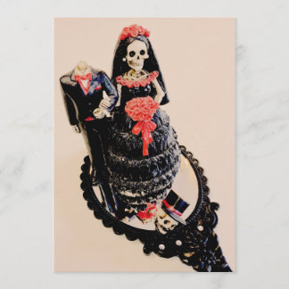 Gotische skelet bruid hoofdloze bruidegom save the save the date