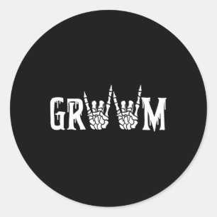 Gotische Skelet Bruidegom Trouwen Net Getrouwd Gri Ronde Sticker