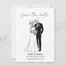 Gotische Skelet Halloween Save the Date Kaarten