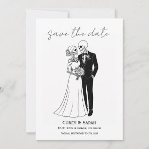 Gotische Skelet Halloween Save the Date Kaarten