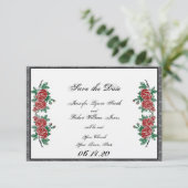 Gotische Skelet Handen Rozen Bruiloft Save the Dat Date (Staand voorkant)