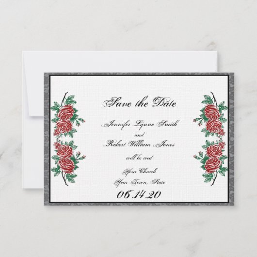 Gotische Skelet Handen Rozen Bruiloft Save the Dat Save The Date (Voorkant)