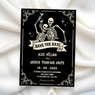 Gotische skelet koele bruiloft save the date