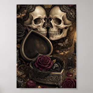 Gotische Skelet Koppel Donkere Romantiek Victoriaa Poster