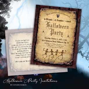 Gotische Skeletten Halloween Party Uitnodigen Briefkaart