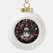 Gotische Sneeuwman Skulls en Rozen Keramische Bal Ornament (Voorkant)