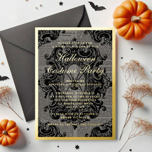 Gotische spin Halloween kostuum feest goud Folie Uitnodiging