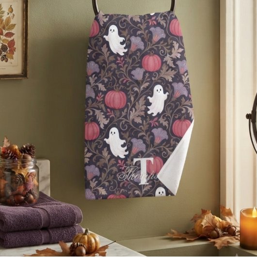 Gotische spook herfst monogram handdoek