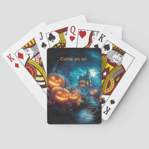 Gotische spookhuis Jack-O-Lanterns Pokerkaarten