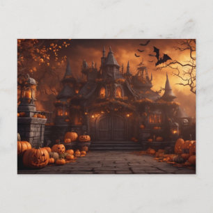 Gotische Spooky Halloween Huis Enge Mansion Briefkaart
