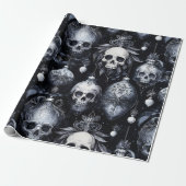Gotische Spooky Kerstmisschedels Cadeaupapier (Uitgerold)