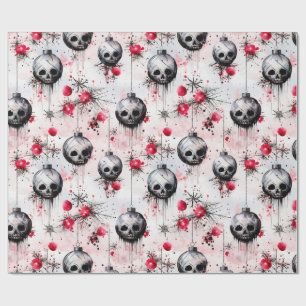 Gotische Spooky Kerstmisschedels Cadeaupapier