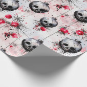 Gotische Spooky Kerstmisschedels Cadeaupapier (Hoek)