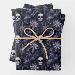 Gotische Spooky Kerstmisschedels Inpakpapier Vel