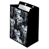 Gotische Spooky Skulls met Harten Medium Cadeauzakje (Achterkant Gekanteld)