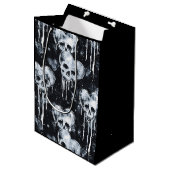 Gotische Spooky Skulls met Harten Medium Cadeauzakje (Voorkant Gekanteld)