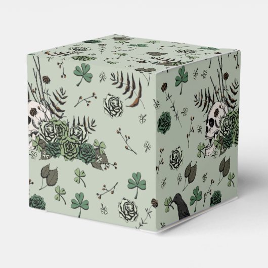 Gotische St. Patricks Day Bloemenskelet Ierse Trou Bedankdoosjes (Achterkant)
