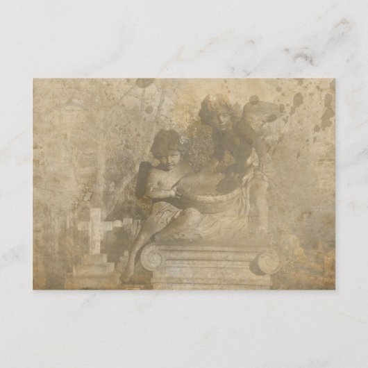 gotische stenen engel bruiloft details informatiekaartje (Achterkant)