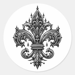 Gotische stijl Fleur-de-lis Ronde Sticker