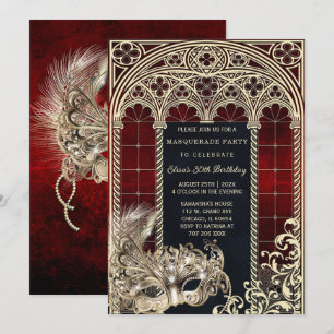 Gotische stijl Masquerade Verjaardagsfeest Sjabloo Kaart