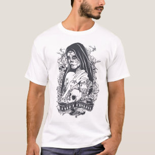 Gotische Suiker Schedel Vrouw Tatoeage Kunst T-shirt