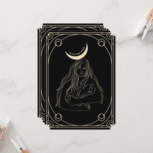 Gotische, Tarot kaart baby shower uitnodiging (Voorkant / Achterkant in situ)
