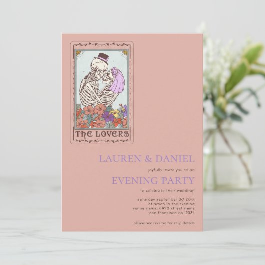 Gotische Tarot Kaart QR bruiloft avond feest (Staand voorkant)