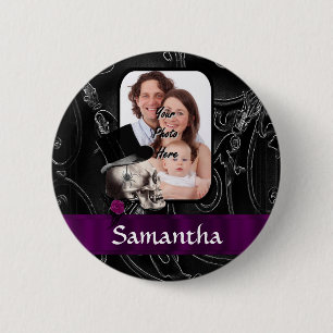 Gotische tattoo schedel ronde button 5,7 cm