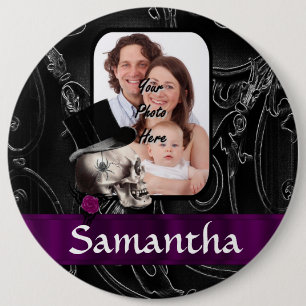 Gotische tattoo schedel ronde button 6,0 cm