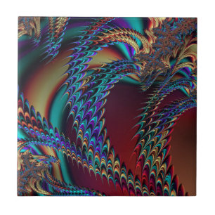 Gotische Technicolor Fractal Draken Abstract Tegeltje