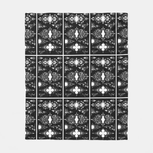 Gotische trim antiek  header trim zwart wit fleece deken (Voorkant)